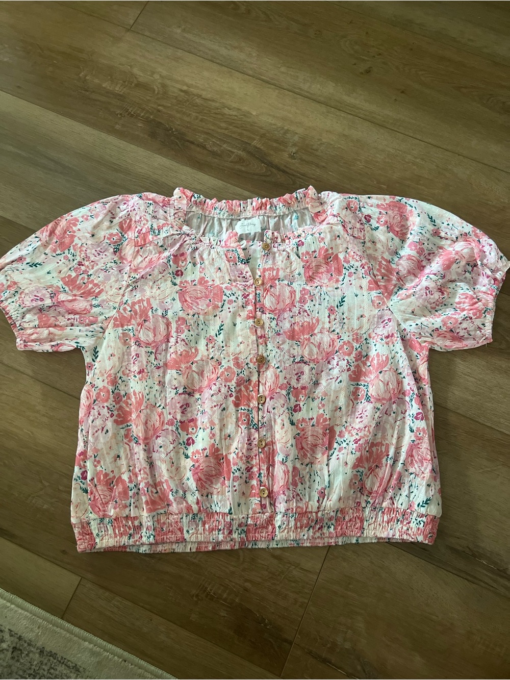 SweetHoney Women’s Pink Floral Button-Front Top NWT Large